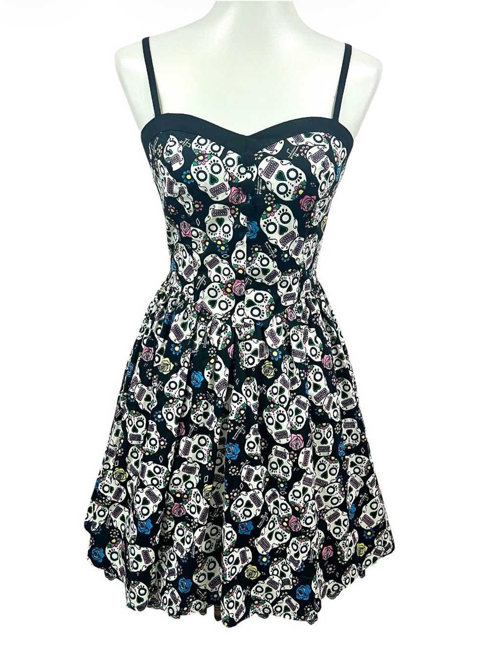Hell Bunny Muertos Sugar Skull Day of the Dead Retro Flare Sweetheart Dress